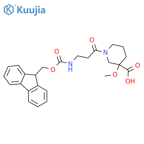 1-3-({(9H-fluoren-9-yl)methoxycarbonyl}amino)propanoyl-3-methoxypiperidine-3-carboxylic acid structure