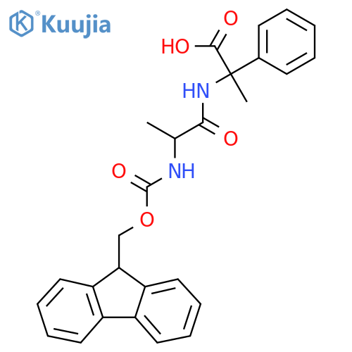2-2-({(9H-fluoren-9-yl)methoxycarbonyl}amino)propanamido-2-phenylpropanoic acid structure