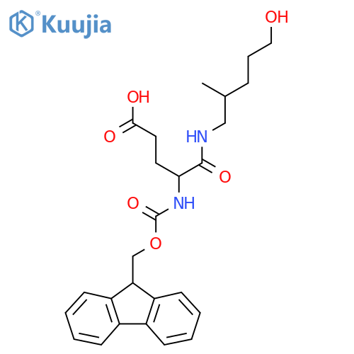 4-({(9H-fluoren-9-yl)methoxycarbonyl}amino)-4-(5-hydroxy-2-methylpentyl)carbamoylbutanoic acid structure