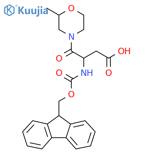 3-({(9H-fluoren-9-yl)methoxycarbonyl}amino)-4-(2-methylmorpholin-4-yl)-4-oxobutanoic acid structure