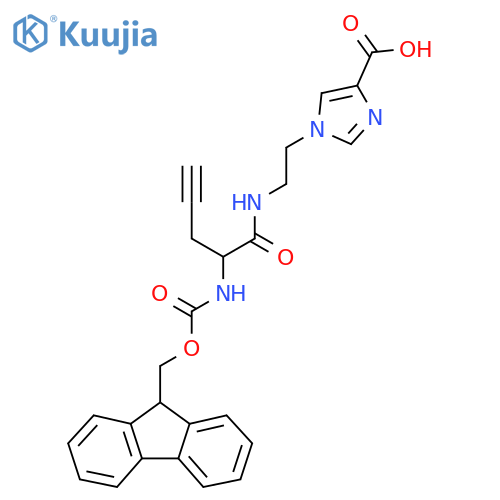 1-{2-2-({(9H-fluoren-9-yl)methoxycarbonyl}amino)pent-4-ynamidoethyl}-1H-imidazole-4-carboxylic acid structure