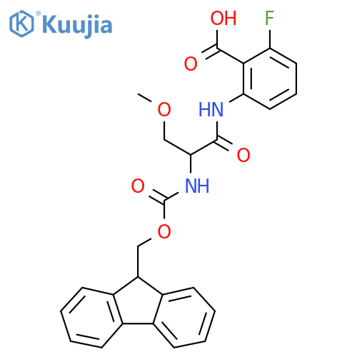 2-2-({(9H-fluoren-9-yl)methoxycarbonyl}amino)-3-methoxypropanamido-6-fluorobenzoic acid structure