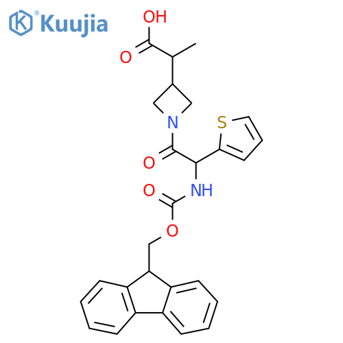 2-{1-2-({(9H-fluoren-9-yl)methoxycarbonyl}amino)-2-(thiophen-2-yl)acetylazetidin-3-yl}propanoic acid structure