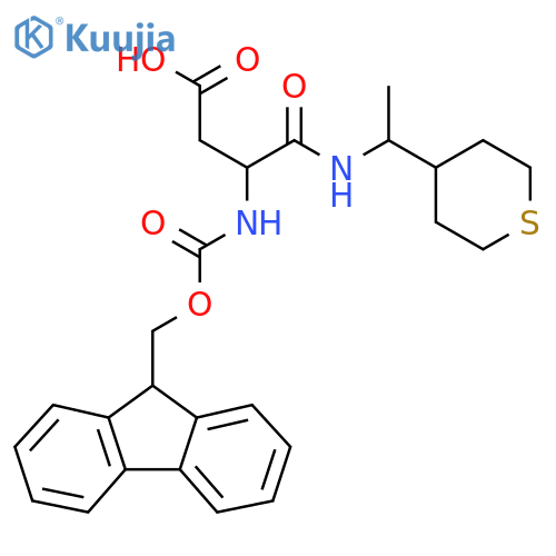 3-({(9H-fluoren-9-yl)methoxycarbonyl}amino)-3-{1-(thian-4-yl)ethylcarbamoyl}propanoic acid structure