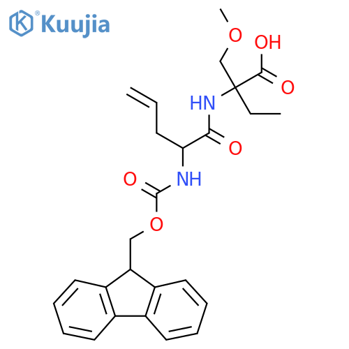 2-2-({(9H-fluoren-9-yl)methoxycarbonyl}amino)pent-4-enamido-2-(methoxymethyl)butanoic acid structure