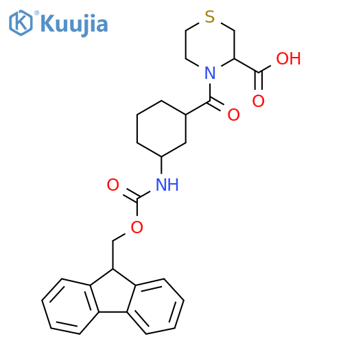4-3-({(9H-fluoren-9-yl)methoxycarbonyl}amino)cyclohexanecarbonylthiomorpholine-3-carboxylic acid structure
