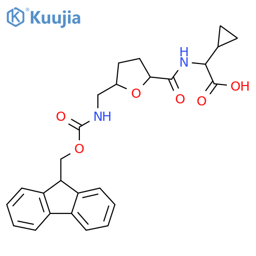 2-cyclopropyl-2-({5-({(9H-fluoren-9-yl)methoxycarbonyl}amino)methyloxolan-2-yl}formamido)acetic acid structure