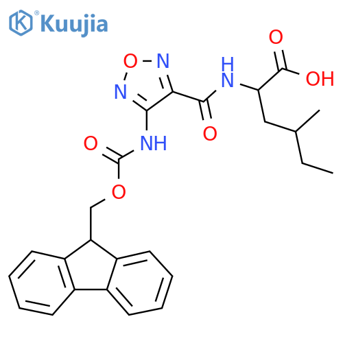 2-{4-({(9H-fluoren-9-yl)methoxycarbonyl}amino)-1,2,5-oxadiazol-3-ylformamido}-4-methylhexanoic acid structure
