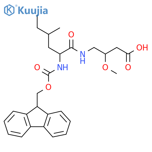 4-2-({(9H-fluoren-9-yl)methoxycarbonyl}amino)-4-methylhexanamido-3-methoxybutanoic acid structure