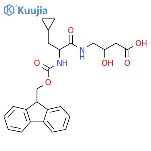 4-3-cyclopropyl-2-({(9H-fluoren-9-yl)methoxycarbonyl}amino)propanamido-3-hydroxybutanoic acid structure