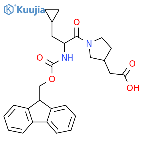 2-{1-3-cyclopropyl-2-({(9H-fluoren-9-yl)methoxycarbonyl}amino)propanoylpyrrolidin-3-yl}acetic acid structure