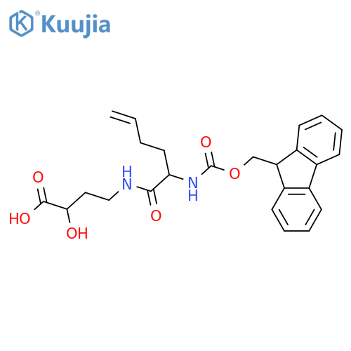 4-2-({(9H-fluoren-9-yl)methoxycarbonyl}amino)hex-5-enamido-2-hydroxybutanoic acid structure
