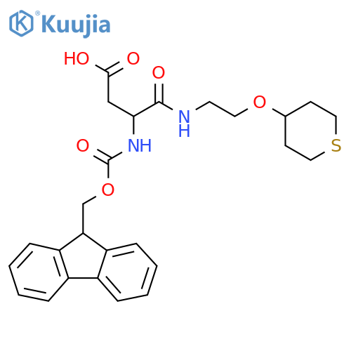 3-({(9H-fluoren-9-yl)methoxycarbonyl}amino)-3-{2-(thian-4-yloxy)ethylcarbamoyl}propanoic acid structure