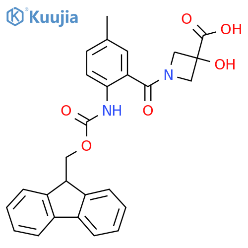 1-2-({(9H-fluoren-9-yl)methoxycarbonyl}amino)-5-methylbenzoyl-3-hydroxyazetidine-3-carboxylic acid structure