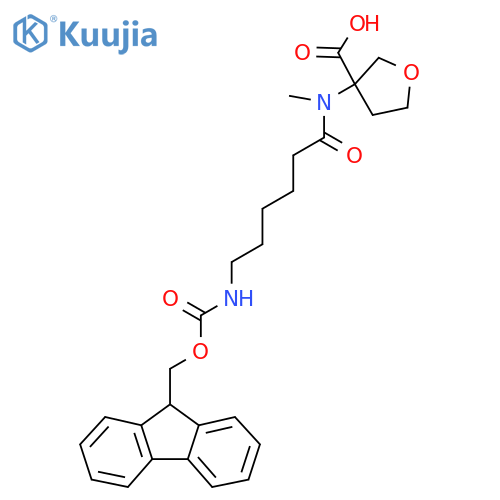 3-6-({(9H-fluoren-9-yl)methoxycarbonyl}amino)-N-methylhexanamidooxolane-3-carboxylic acid structure