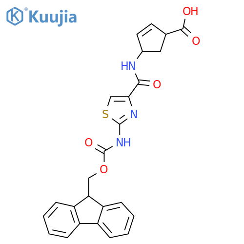 4-2-({(9H-fluoren-9-yl)methoxycarbonyl}amino)-1,3-thiazole-4-amidocyclopent-2-ene-1-carboxylic acid structure