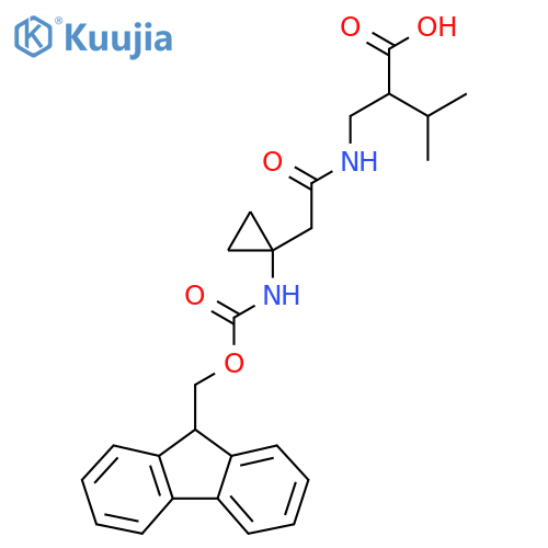 2-({2-1-({(9H-fluoren-9-yl)methoxycarbonyl}amino)cyclopropylacetamido}methyl)-3-methylbutanoic acid structure