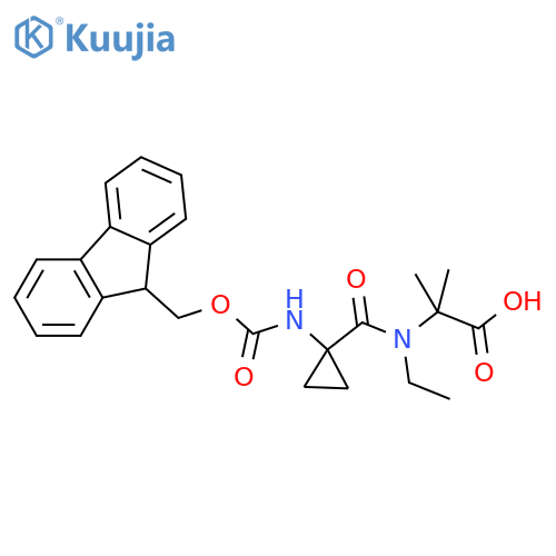 2-{N-ethyl-1-1-({(9H-fluoren-9-yl)methoxycarbonyl}amino)cyclopropylformamido}-2-methylpropanoic acid structure