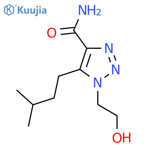 1-(2-hydroxyethyl)-5-(3-methylbutyl)-1H-1,2,3-triazole-4-carboxamide structure