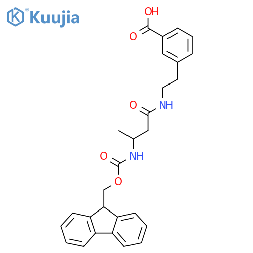 3-{2-3-({(9H-fluoren-9-yl)methoxycarbonyl}amino)butanamidoethyl}benzoic acid structure