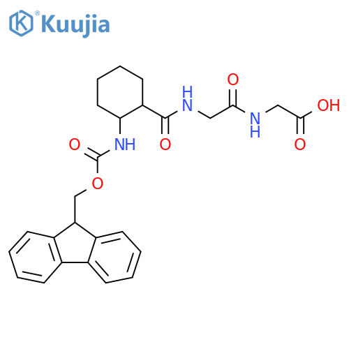 2-(2-{2-({(9H-fluoren-9-yl)methoxycarbonyl}amino)cyclohexylformamido}acetamido)acetic acid structure