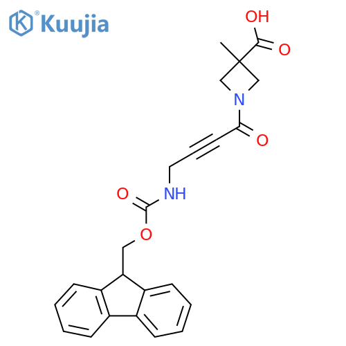 1-4-({(9H-fluoren-9-yl)methoxycarbonyl}amino)but-2-ynoyl-3-methylazetidine-3-carboxylic acid structure