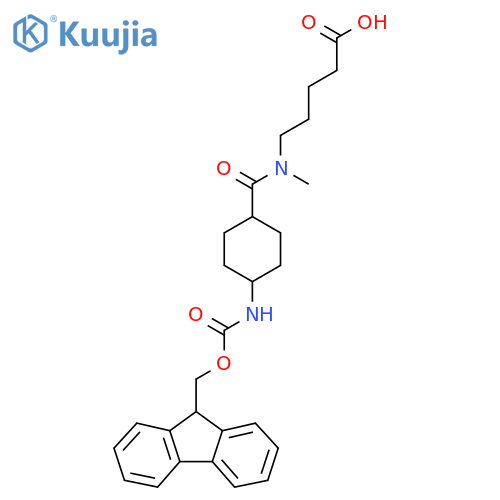 5-{1-4-({(9H-fluoren-9-yl)methoxycarbonyl}amino)cyclohexyl-N-methylformamido}pentanoic acid structure