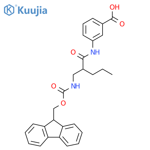 3-{2-({(9H-fluoren-9-yl)methoxycarbonyl}amino)methylpentanamido}benzoic acid structure