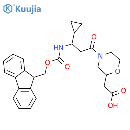 2-{4-3-cyclopropyl-3-({(9H-fluoren-9-yl)methoxycarbonyl}amino)propanoylmorpholin-2-yl}acetic acid structure