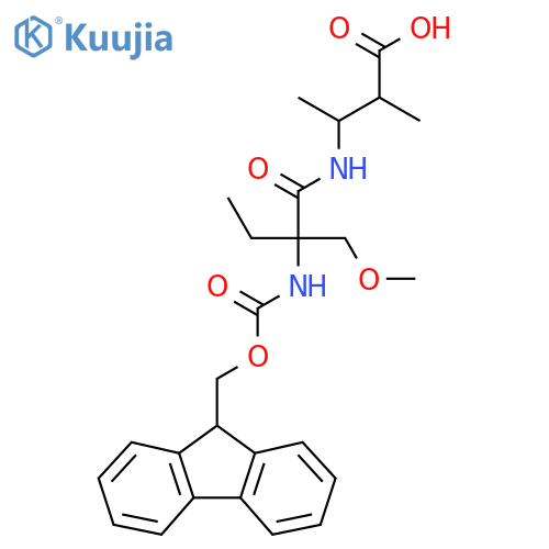 3-2-({(9H-fluoren-9-yl)methoxycarbonyl}amino)-2-(methoxymethyl)butanamido-2-methylbutanoic acid structure