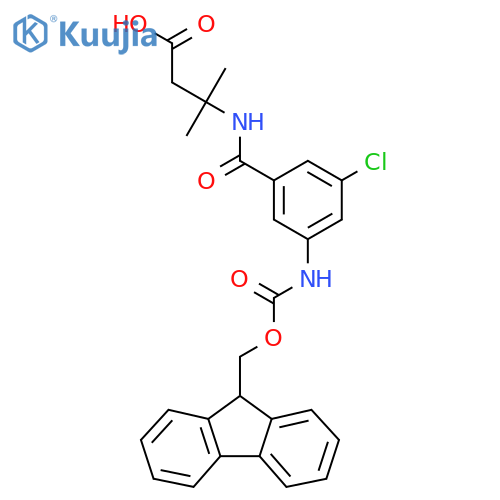 3-{3-chloro-5-({(9H-fluoren-9-yl)methoxycarbonyl}amino)phenylformamido}-3-methylbutanoic acid structure