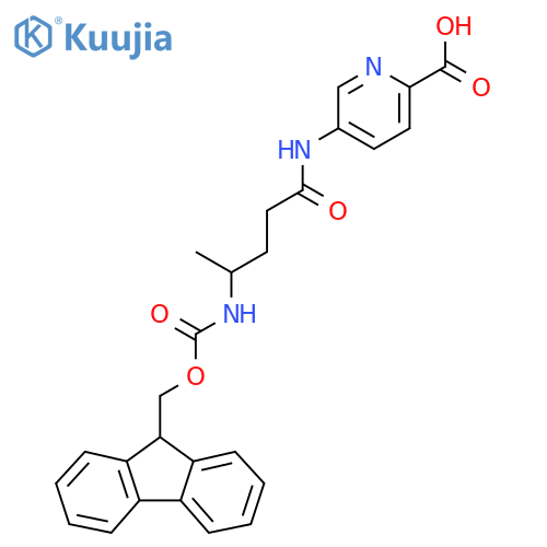 5-4-({(9H-fluoren-9-yl)methoxycarbonyl}amino)pentanamidopyridine-2-carboxylic acid structure