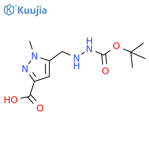 5-({(tert-butoxy)carbonylamino}amino)methyl-1-methyl-1H-pyrazole-3-carboxylic acid structure