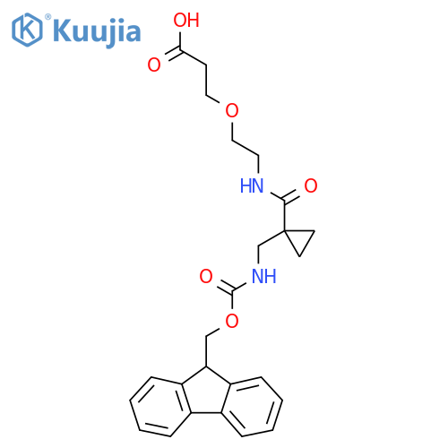 3-2-({1-({(9H-fluoren-9-yl)methoxycarbonyl}amino)methylcyclopropyl}formamido)ethoxypropanoic acid structure