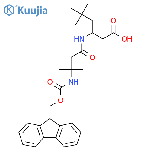 3-3-({(9H-fluoren-9-yl)methoxycarbonyl}amino)-3-methylbutanamido-5,5-dimethylhexanoic acid structure