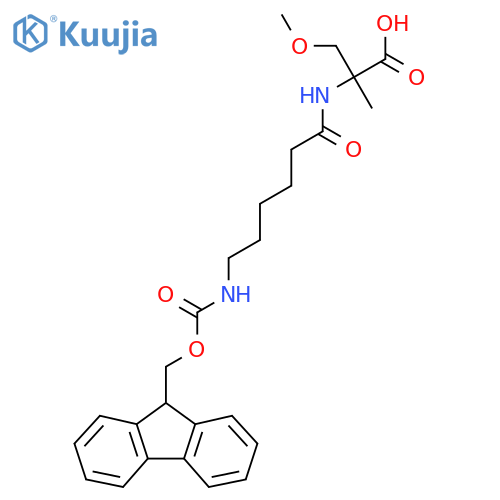 2-6-({(9H-fluoren-9-yl)methoxycarbonyl}amino)hexanamido-3-methoxy-2-methylpropanoic acid structure