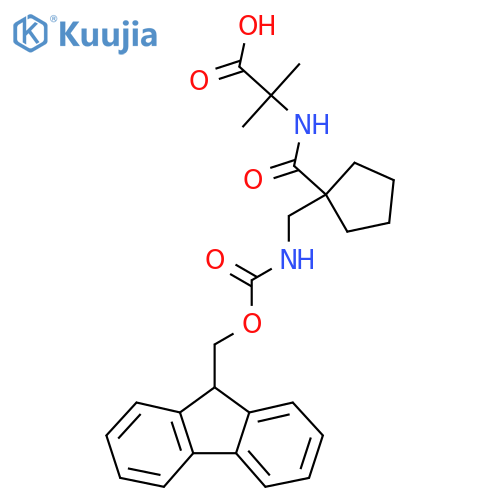 2-({1-({(9H-fluoren-9-yl)methoxycarbonyl}amino)methylcyclopentyl}formamido)-2-methylpropanoic acid structure