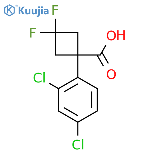 1-(2,4-dichlorophenyl)-3,3-difluorocyclobutane-1-carboxylic acid structure