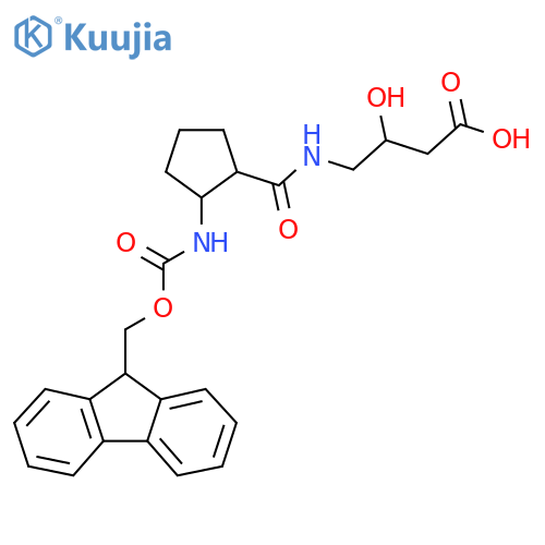 4-{2-({(9H-fluoren-9-yl)methoxycarbonyl}amino)cyclopentylformamido}-3-hydroxybutanoic acid structure