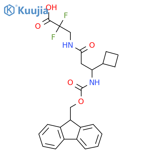 3-3-cyclobutyl-3-({(9H-fluoren-9-yl)methoxycarbonyl}amino)propanamido-2,2-difluoropropanoic acid structure