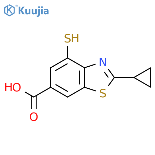 2-cyclopropyl-4-sulfanyl-1,3-benzothiazole-6-carboxylic acid structure