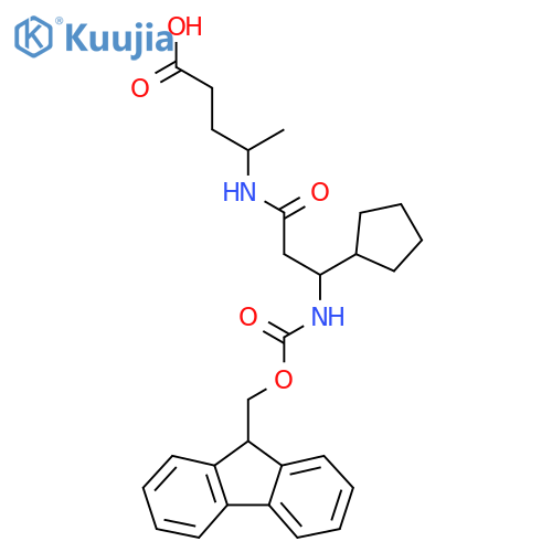 4-3-cyclopentyl-3-({(9H-fluoren-9-yl)methoxycarbonyl}amino)propanamidopentanoic acid structure