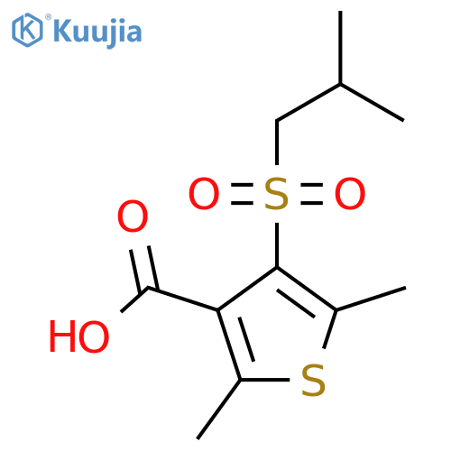 2,5-dimethyl-4-(2-methylpropanesulfonyl)thiophene-3-carboxylic acid structure