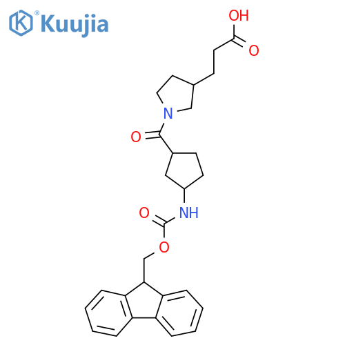 3-{1-3-({(9H-fluoren-9-yl)methoxycarbonyl}amino)cyclopentanecarbonylpyrrolidin-3-yl}propanoic acid structure