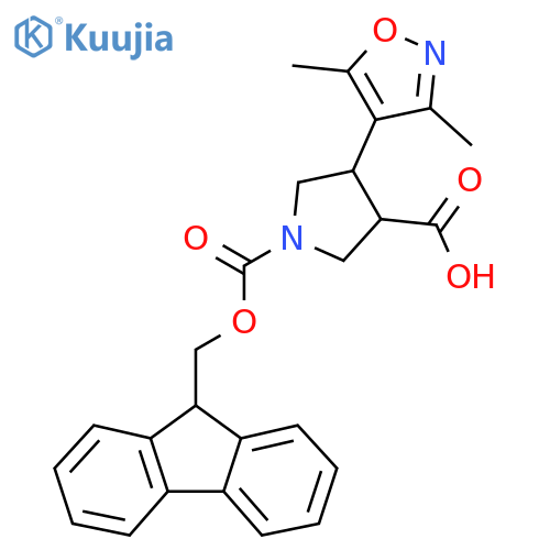 4-(dimethyl-1,2-oxazol-4-yl)-1-{(9H-fluoren-9-yl)methoxycarbonyl}pyrrolidine-3-carboxylic acid structure