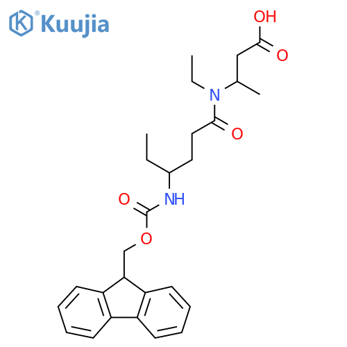 3-N-ethyl-4-({(9H-fluoren-9-yl)methoxycarbonyl}amino)hexanamidobutanoic acid structure