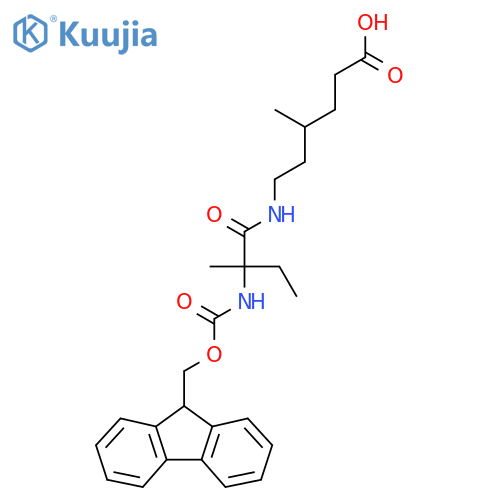 6-2-({(9H-fluoren-9-yl)methoxycarbonyl}amino)-2-methylbutanamido-4-methylhexanoic acid structure
