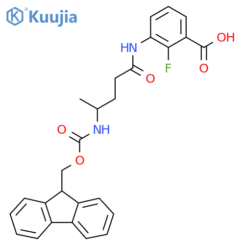 3-4-({(9H-fluoren-9-yl)methoxycarbonyl}amino)pentanamido-2-fluorobenzoic acid structure
