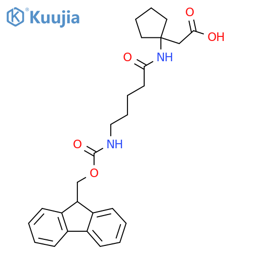 2-{1-5-({(9H-fluoren-9-yl)methoxycarbonyl}amino)pentanamidocyclopentyl}acetic acid structure