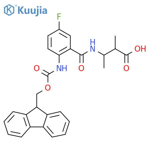 3-{2-({(9H-fluoren-9-yl)methoxycarbonyl}amino)-5-fluorophenylformamido}-2-methylbutanoic acid structure
